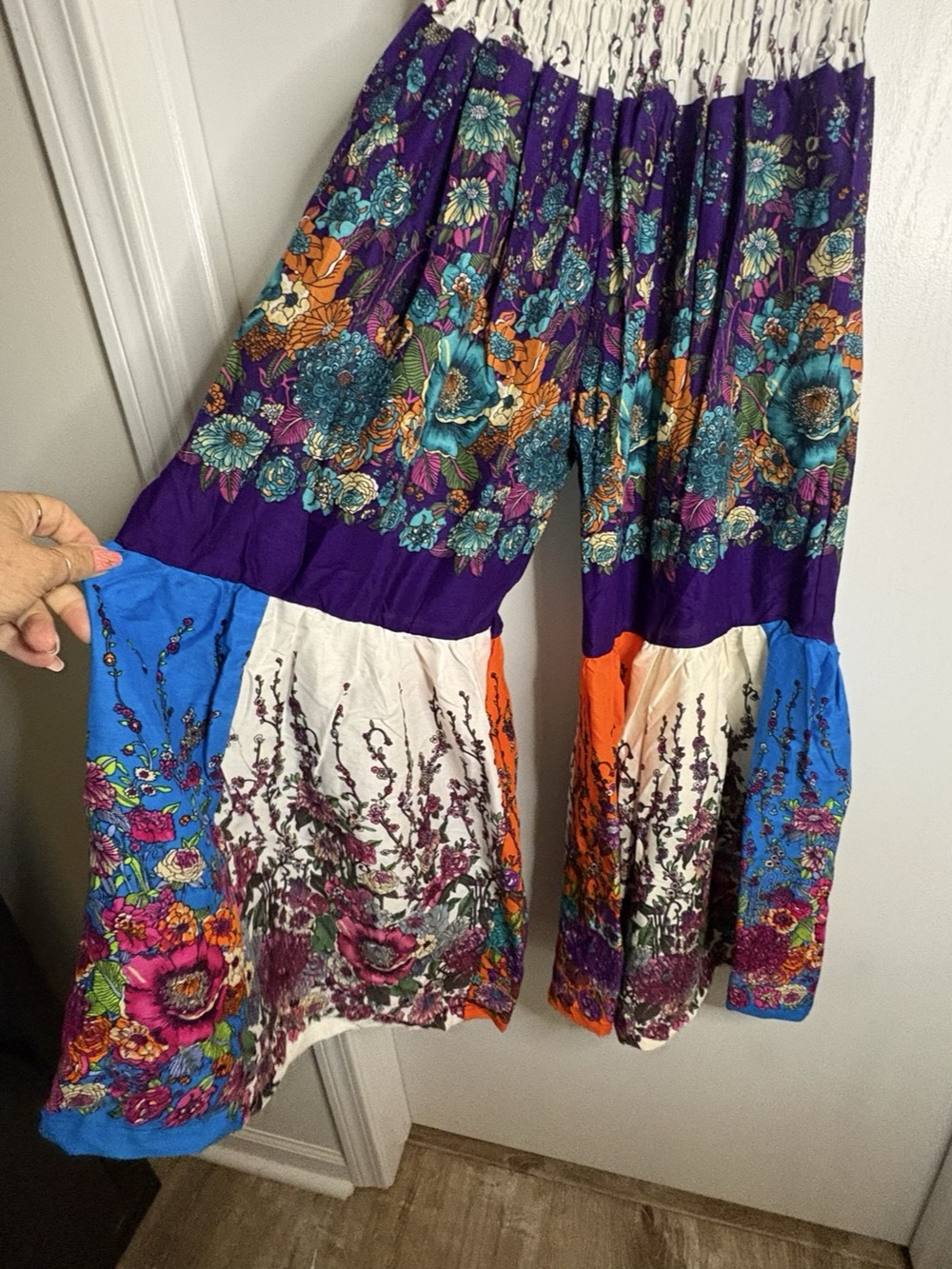 NWT Kathmandu OS Wide-Leg Tiered Elastic Waist Pants Boho Western Festival